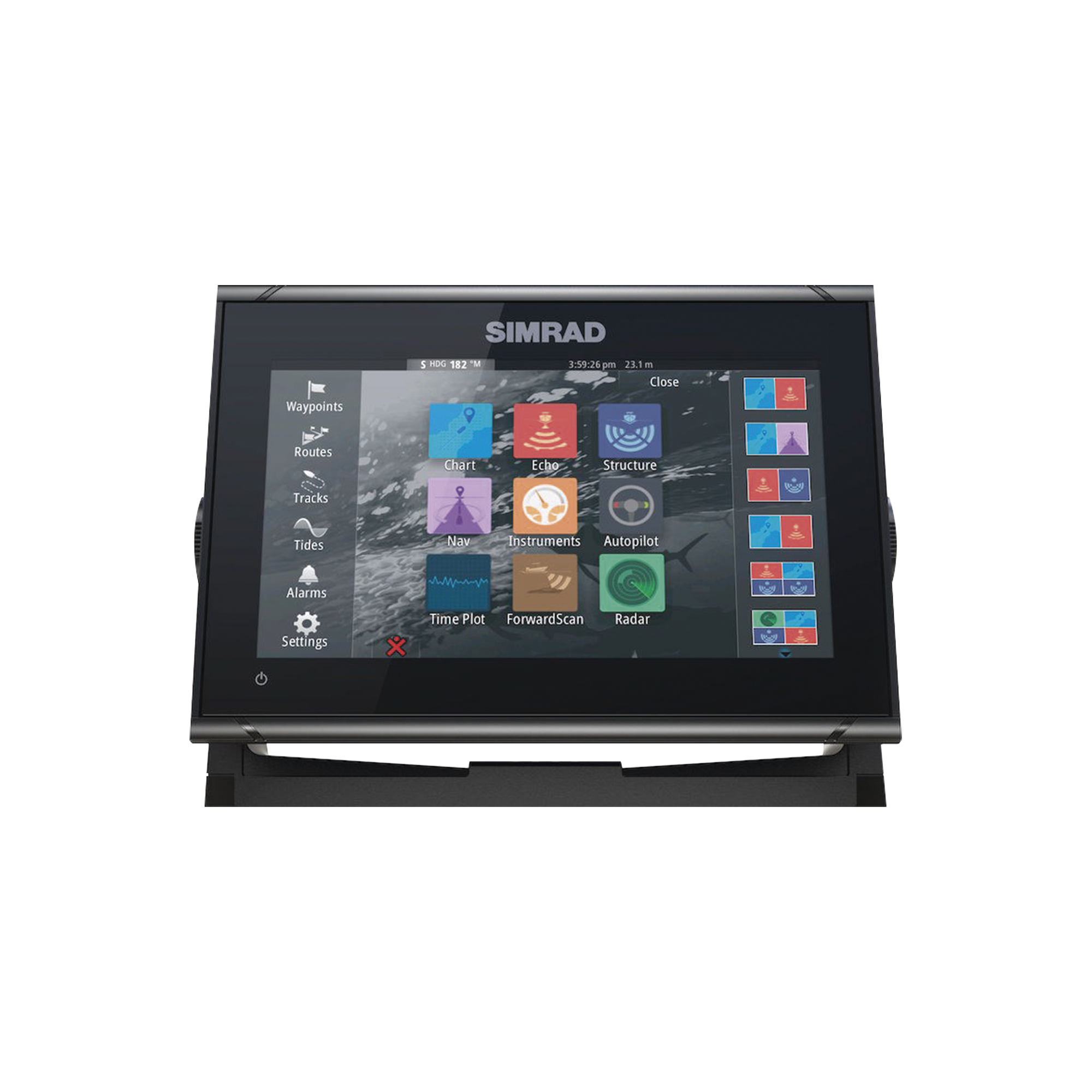 GO9 Pantalla de navegación de 9" touch screen multi-funcional para radar, fishfinder, y control automático de navegación.