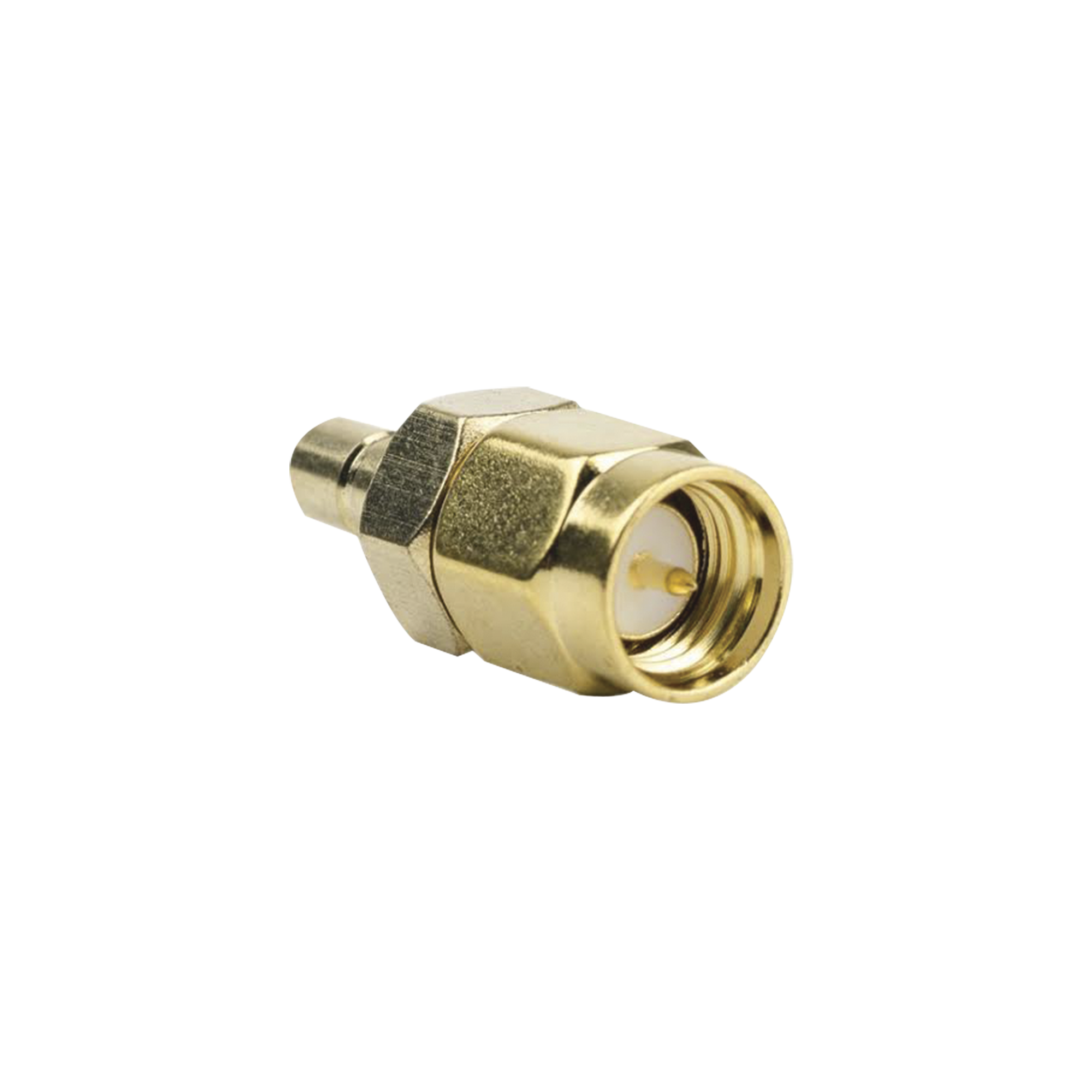 Adaptador Coaxial en Línea, de Conector SMA Macho a SMB Hembra, Oro/ Oro/ Teflón.