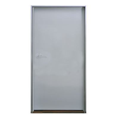 Puerta metálica galvanizada 3' 0" x 7' 0" / Resistente a fuego por 180 min. /Preparación para cerradura cilíndrica y refuerzo para cierra puerta