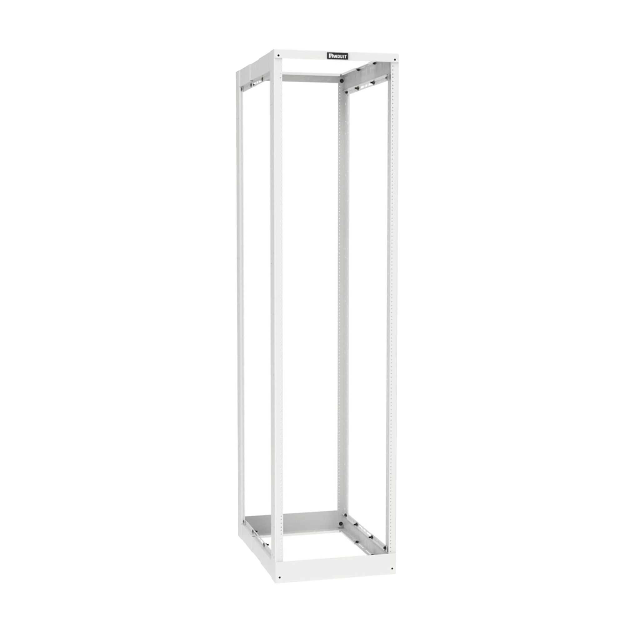 Rack de Cuatro Postes Estándar de 19", Rieles Roscados #12-24, Profundidad Ajustable de 23 a 42 in, 45 Unidades de Rack, Color Blanco