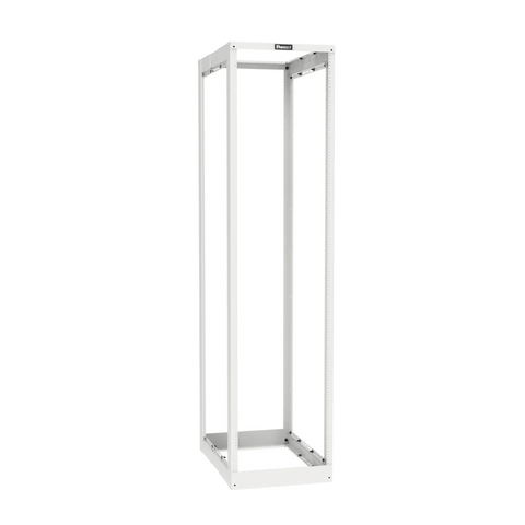 Rack de Cuatro Postes Estándar de 19", Rieles Roscados #12-24, Profundidad Ajustable de 23 a 42 in, 45 Unidades de Rack, Color Blanco