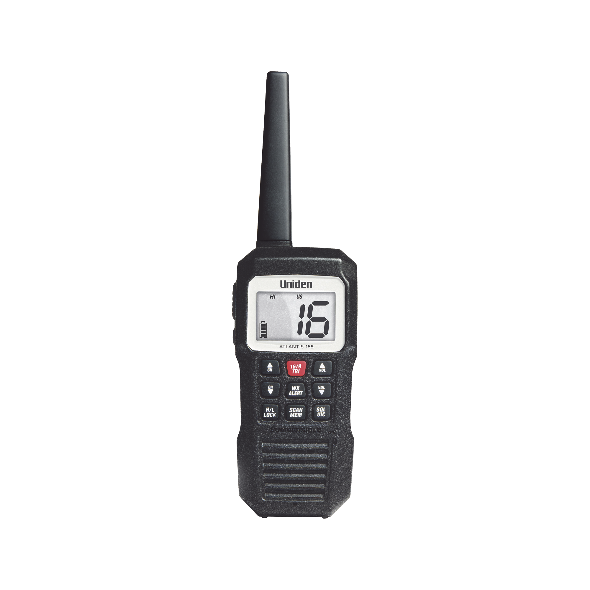 Radio Marino Portátil VHF, flotante y sumergible, Rx: 156.050-163.275MHz Tx: 156.025-157.425MHz, cumple con los canales marinos Internacionales, de EUA y Canadá