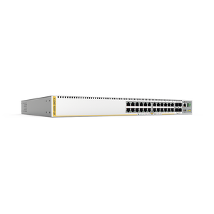 Switch inteligente de distribución o core, Stackeable, Capa 3, 24 x 1000 Mbps + 4 x SFP+ 10 G, Doble fuente de alimentación redundante