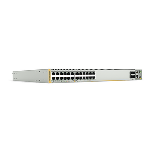 Switch PoE+ Stackeable Capa 3, 24 puertos 10/100/1000 Mbps + 4 puertos SFP+ 10 G y dos bahías hotswap PSU, Versión Federal