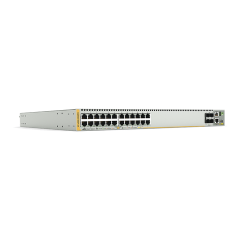 Switch PoE+ Stackeable Capa 3, 24 puertos 10/100/1000 Mbps + 4 puertos SFP+ 10 G y dos bahías hotswap PSU, Versión Federal