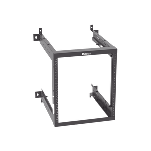 Rack PanZone® de Montaje en Pared, de 19in, Profundidad Ajustable, Rieles Numerados y Roscados #12-24, 12 UR, Color Negro