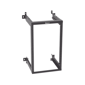 Rack PanZone® de Montaje en Pared, de 19in, Profundidad Ajustable, Rieles Numerados y Roscados #12-24, 18 UR, Color Negro