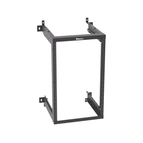 Rack PanZone® de Montaje en Pared, de 19in, Profundidad Ajustable, Rieles Numerados y Roscados #12-24, 18 UR, Color Negro