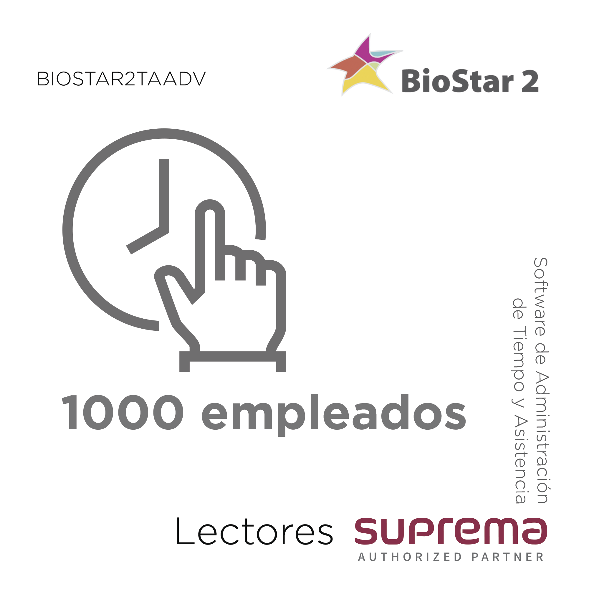 Software de Administración de Tiempo y Asistencia hasta 1000 empleados, para Lectores SUPREMA