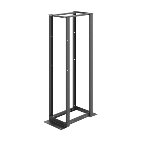 Rack de Cuatro Postes Estándar de 19", Rieles Numerados y Roscados #12-24, Profundidad Ajustable de 450 a 1050 mm, 45 Unidades de Rack, Color Negro