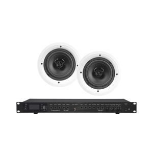 Amplificador de Audio con 2 Bocinas SP6 | 2 x 60W | Baja Impedancia 4 - 8? | Reproductor Bluetooth, FM, USB, SD | Efectos Integrados Delay, Echo, Repeat