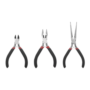 Juego de 3 Mini Pinzas de Corte de 5". Incluye: Pinza de Punta Redonda, Diagonal y Punta de Aguja.