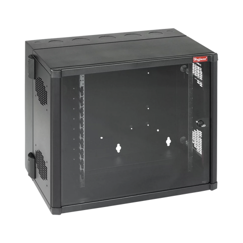 Gabinete AccessPlus de Montaje en Pared de 19in, Rieles Numerados y Roscados #10-32, Puerta con Ventana de Seguridad, 700 mm de Ancho, 637 mm de Profundidad, 12 UR, Color Negro