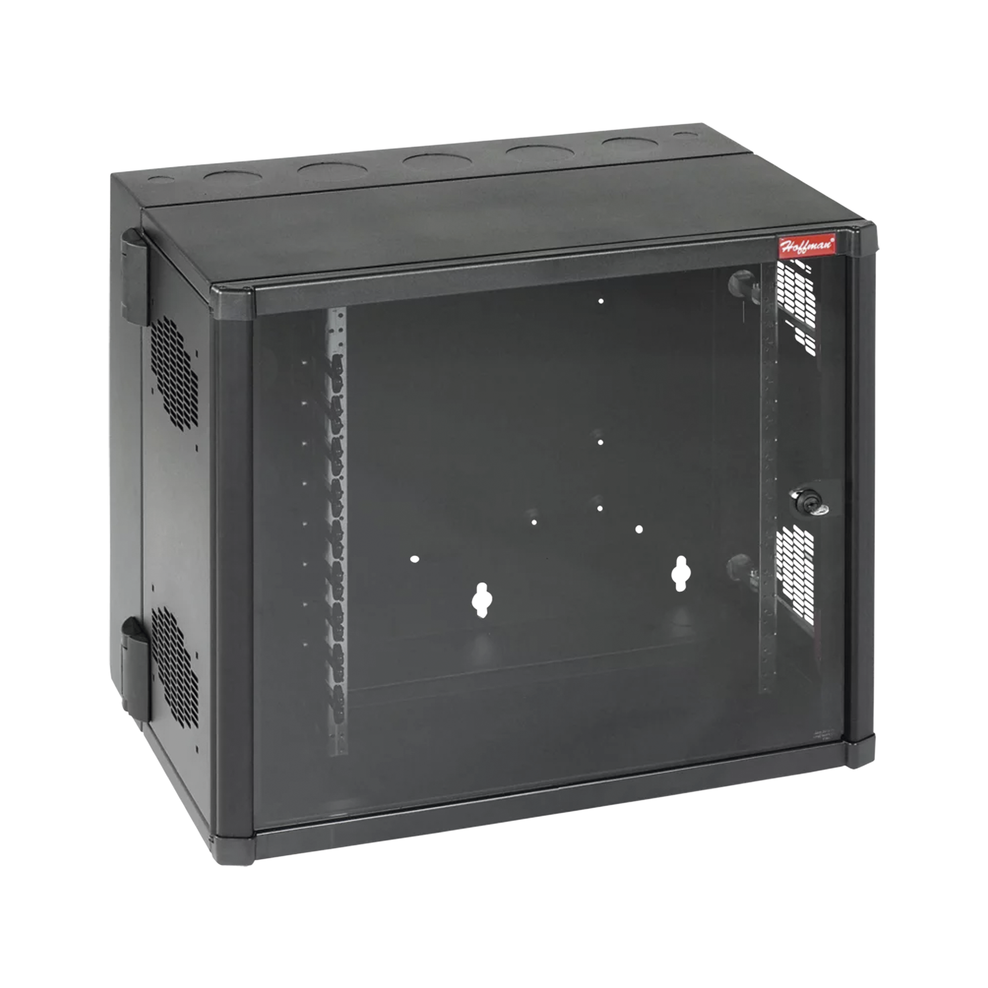 Gabinete AccessPlus de Montaje en Pared de 19in, Rieles Numerados y Roscados #10-32, Puerta con Ventana de Seguridad, 700 mm de Ancho, 637 mm de Profundidad, 26 UR, Color Negro