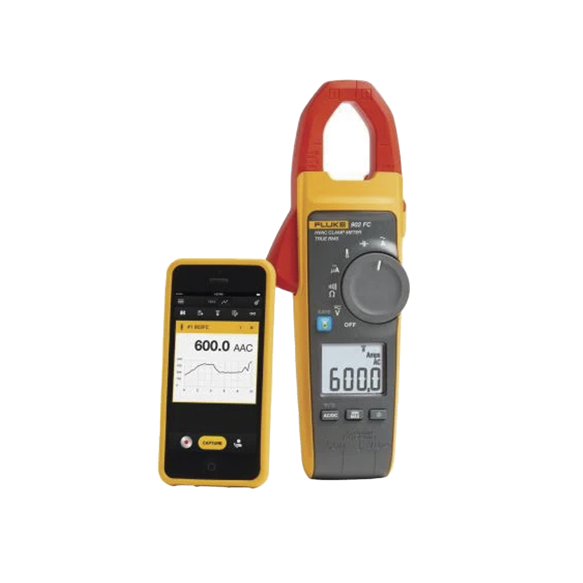 Amperímetro de Gancho RMS 600A Temp MA Capacitancia FlukeConnect