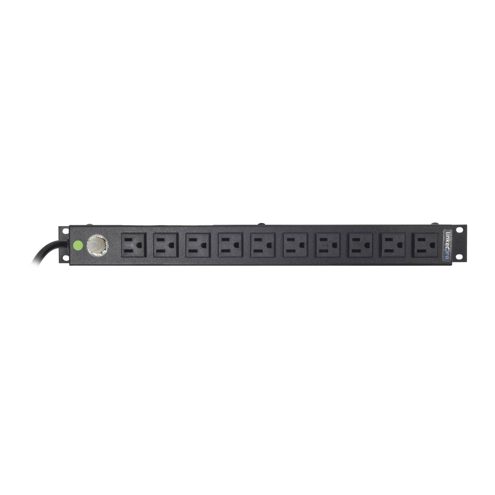 Tomacorriente Horizontal (PDU) de 10 Contactos (NEMA 5-15R) Rack 19" 1UR. Voltaje Entrada/Salida: 120Vca/15A