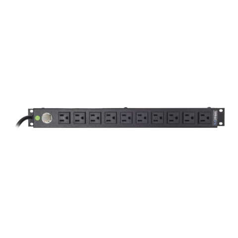 Tomacorriente Horizontal (PDU) de 10 Contactos (NEMA 5-15R) Rack 19" 1UR. Voltaje Entrada/Salida: 120Vca/15A