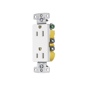 Contacto Duplex Decorador 15A 125V, 2 Polos, 3 Hilos, Color  Blanco (Nema5-15R).