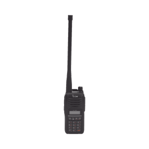 Radio Portátil Aéreo, rango de frecuencia 118-136.99166 MHz, 6W PEP, 200 canales alfanuméricos, pantalla de 8 caracteres, incluye bateria, cargador, antena y clip
