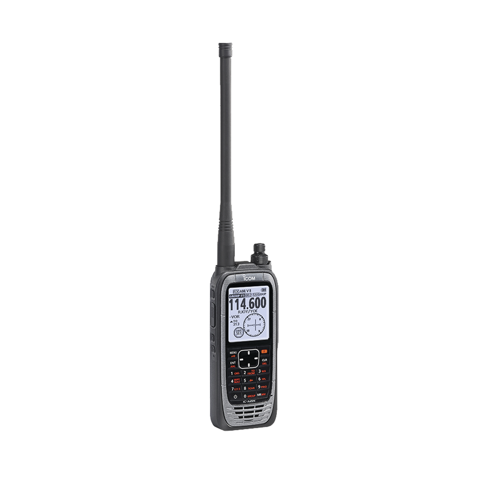 Radio portátil aéreo VHF con display de 2.3 pulgadas y teclado, 6W (PEP) de potencia, navegación, bluetooth y GPS. Incluye: micrófono HM-231, batería, cargador, antena y clip incluidos