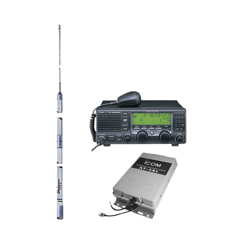 Kit de radio IC-M700pro con sintonizador de antena AT-141 y antena HF Shakespeare 393