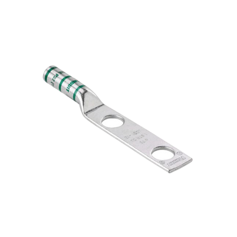 Terminal de Compresión Pan-Lug™ de Barril Largo, de Dos Orificios de 1/2", para Cable 6 AWG, Espacios Entre Orificios de 1.75". Paquete de 50 Piezas