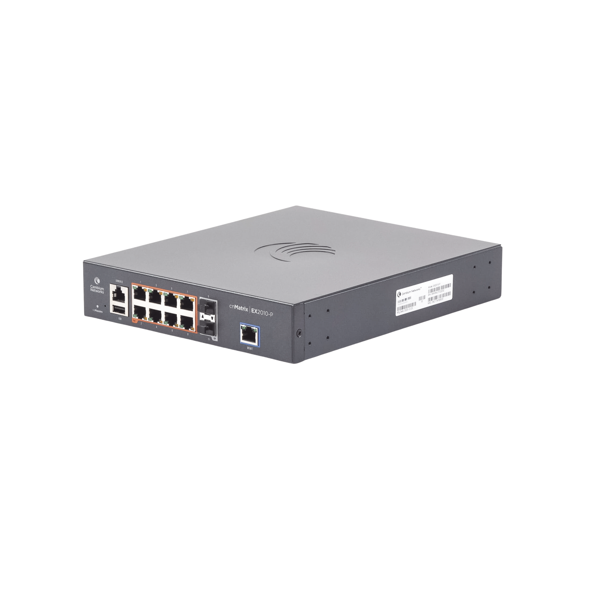 Switch cnMatrix EX2010-P capa 3 de 10 puertos(8 PoE Gigabit 802.3af/at, 2 SFP, 1 consola, 1 MNGMT, 1 USB)  administración desde la Nube (MX-EX2010PXA-U)