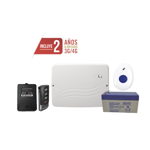 Kit de Panel de Alarma Híbrido 4G LTE con botón de Pánico y Detección de Caídas Inalámbrico, Incluye SIM con 2 años de Datos y APP Gratis