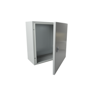 Gabinete de Acero IP66 Uso en Intemperie (400 x 400 x 200 mm) con Placa Trasera Interior de Metal y Compuerta Inferior Atornillable (Incluye Chapa y Llave T).