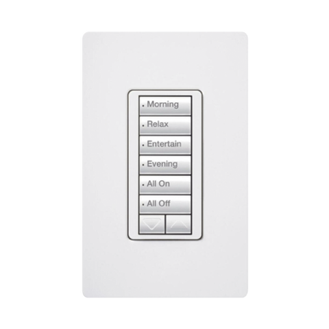(RadioRA2) Teclado Seetouch Hibrido 6 botones, 2 botones subir/bajar, programe escenas diferentes en cada botón,puede instalarse en un interruptor de luz.