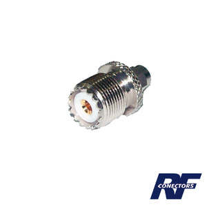 Adaptador en Línea, de Conector SMA Macho a UHF Hembra (SO-239), Níquel/ Oro/ Teflón.