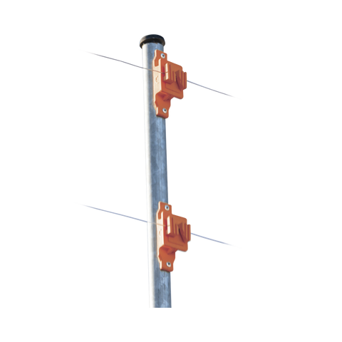 Aislador de Paso color Naranja reforzado para cercos eléctricos, resistente al clima extremoso