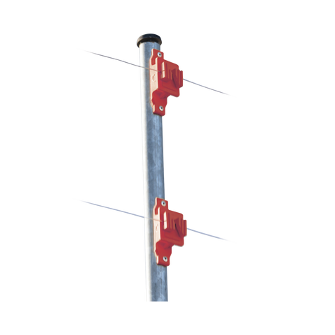 Aislador de Paso color Rojo reforzado para cercos eléctricos, resistente al clima extremoso