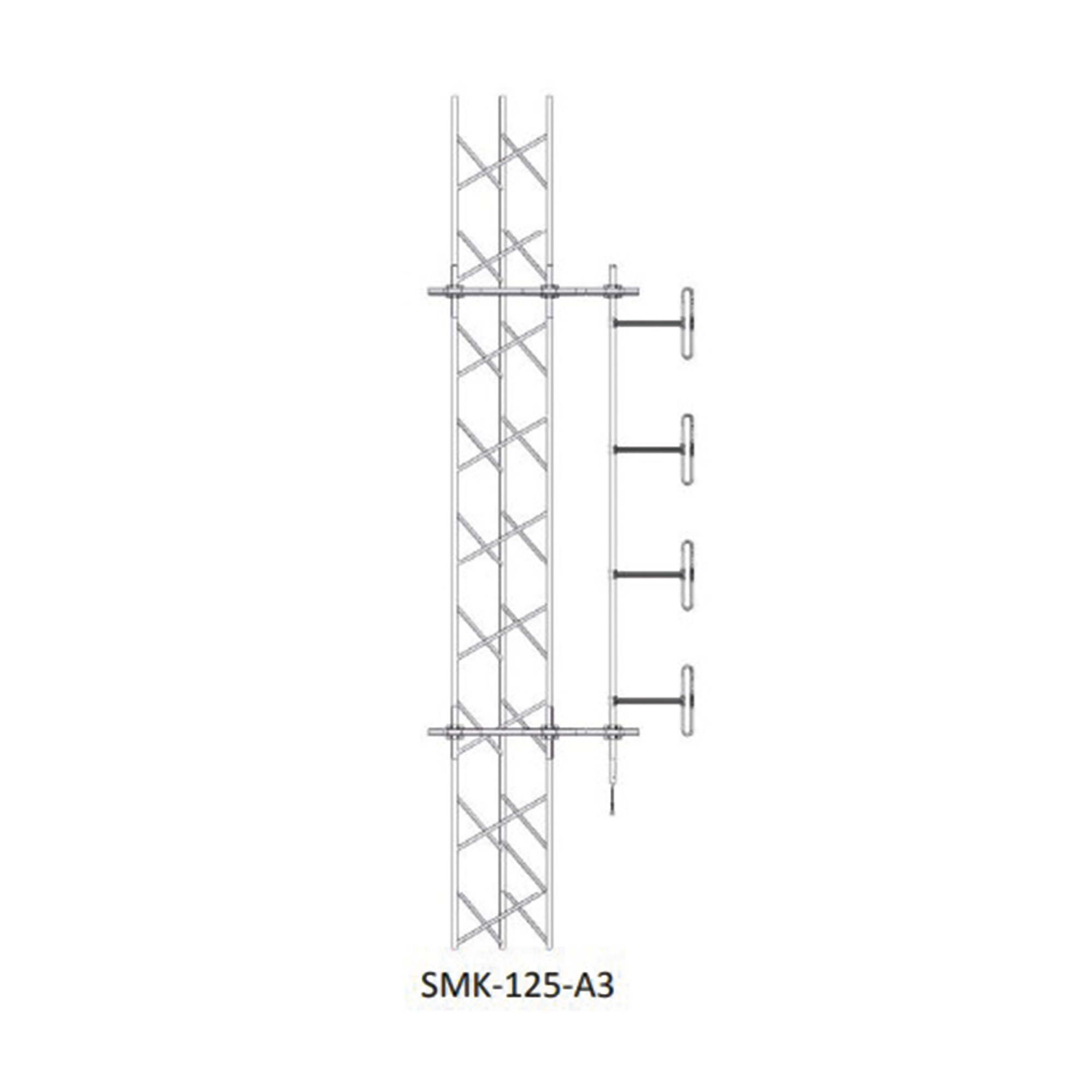 Montaje Lateral Ajustable en Kit para mástil de Antenas Dipolo a 91 cm de Distancia-Torre.