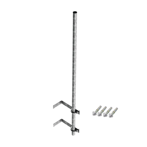 Mástil de 3 m de 1-1/2" diámetro ced. 30 con Herrajes para Sujeción a Pared.