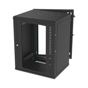 Gabinete Abatible de Pared (Con Marco Trasero) con Rack 19" de 16 Unidades. Ventana de Cristal Templado.