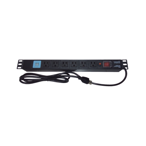 Tomacorriente Horizontal (PDU) de 6 contactos (NEMA 5-15R) + 2 USB para instalación en Rack de 19", 1UR, 125 Vca/ 15 A (THE0040091001001)