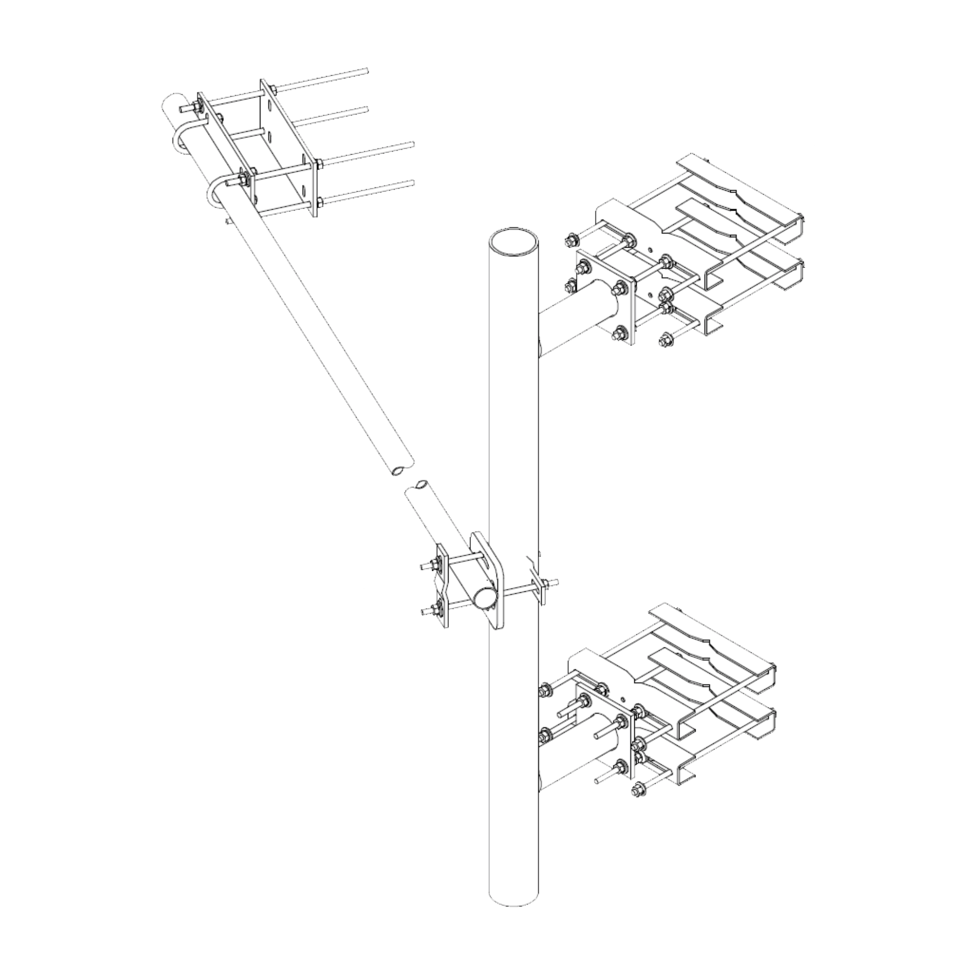 Montaje Lateral Reforzado con 30 cm de Separación . Mástil de 4-1/2" x 72" (114 mm x 1.8 m).