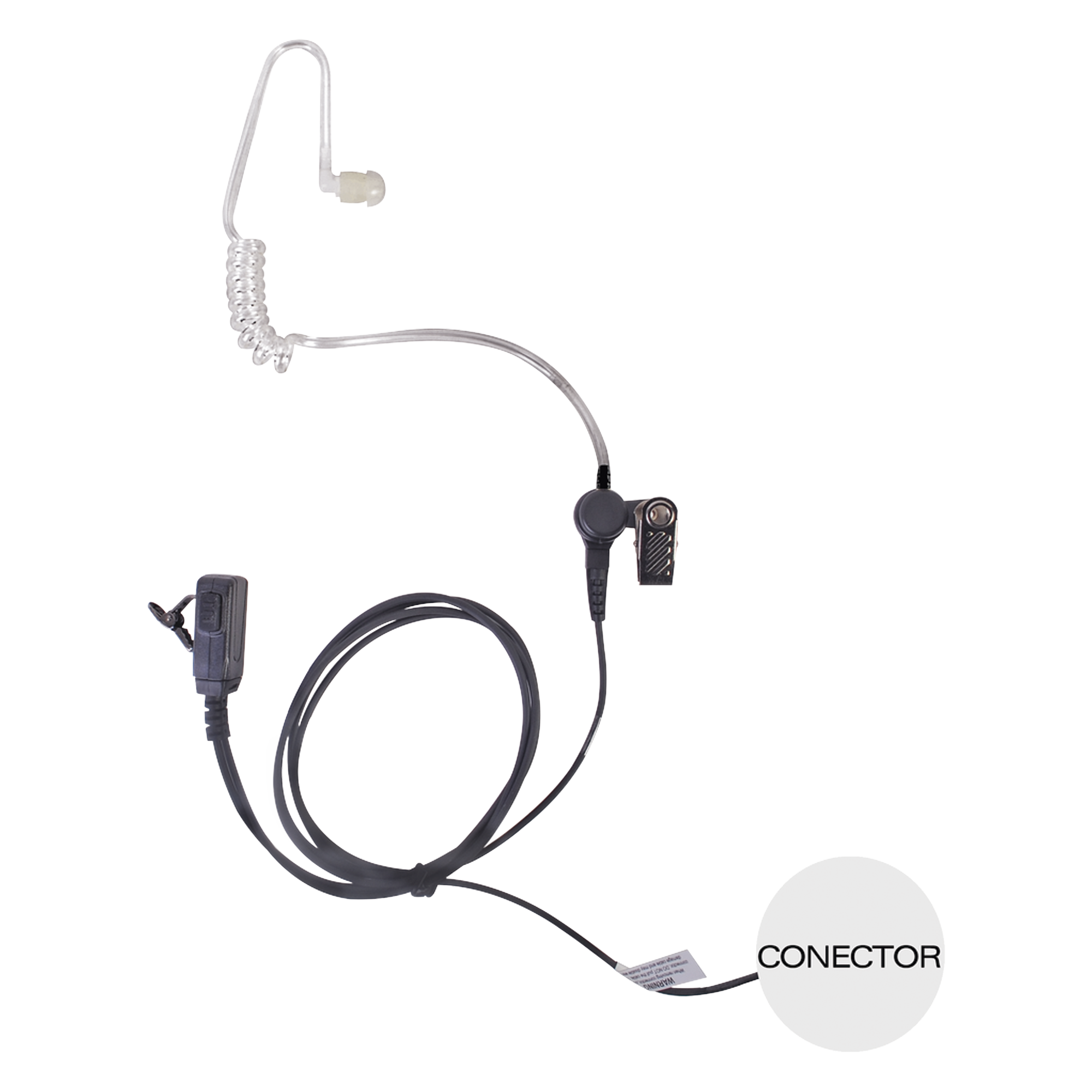 Micrófono - audífono de solapa con tubo acústico transparente para KENWOOD PKT23K con tubo acústico de PU (grado médico)