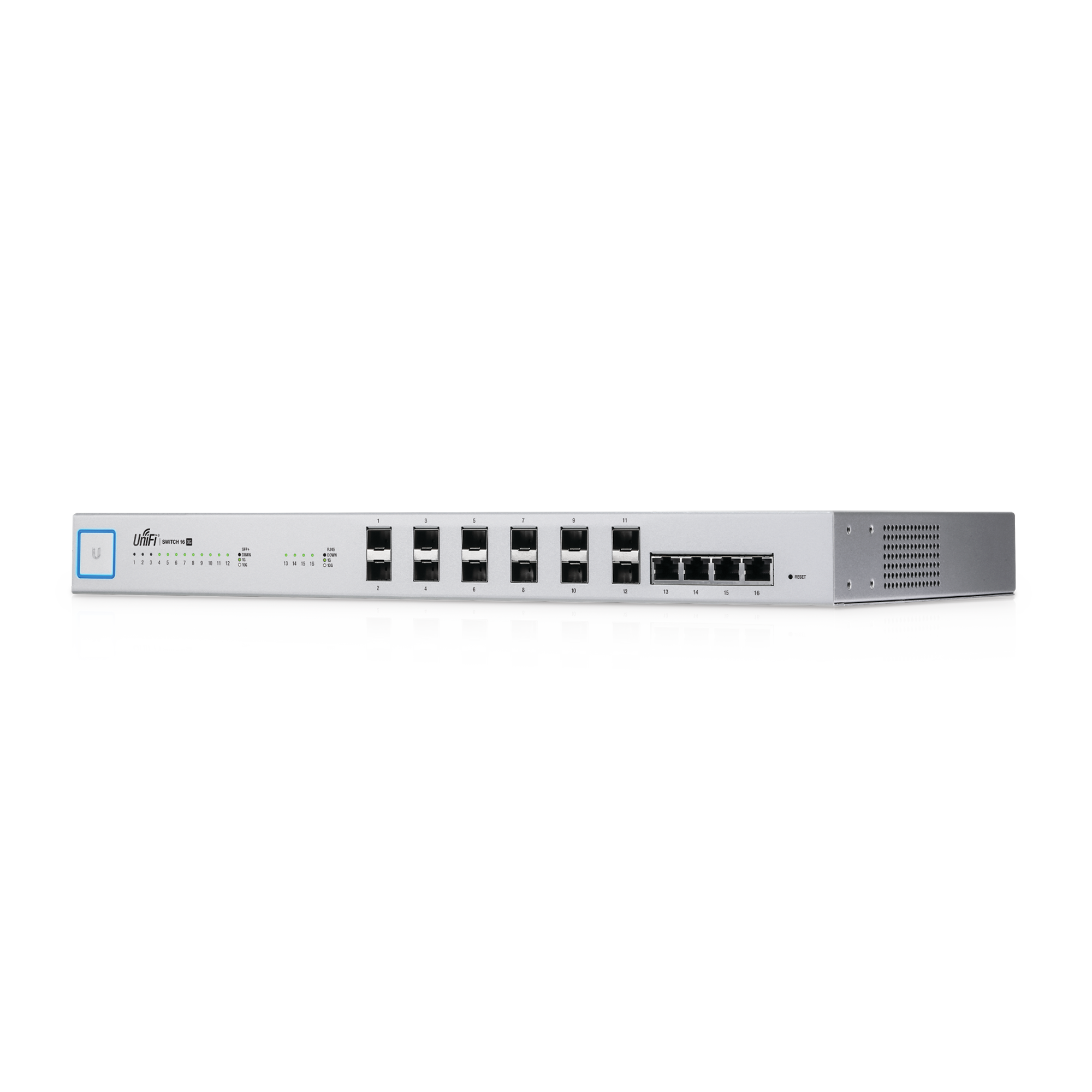 UniFi Switch 16 XG, Capa 2 de 12 puertos SFP+ 10 Gb + 4 puertos 10G Base-T (RJ-45)