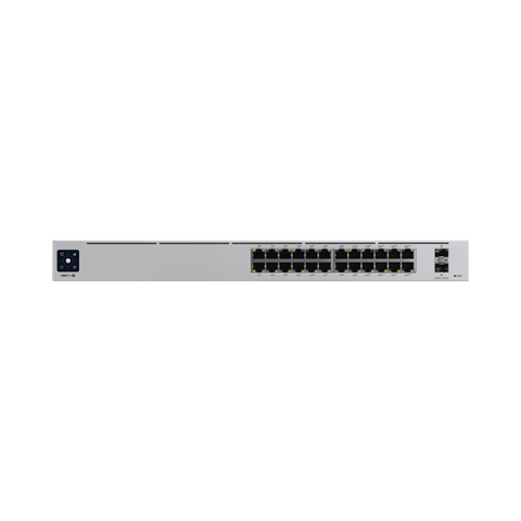 UniFi Switch USW-Pro-24-POE Gen2, con funciones capa 3, de 24 puertos PoE 802.3at/bt + 2 puertos 1/10G SFP+, 400W, pantalla informativa