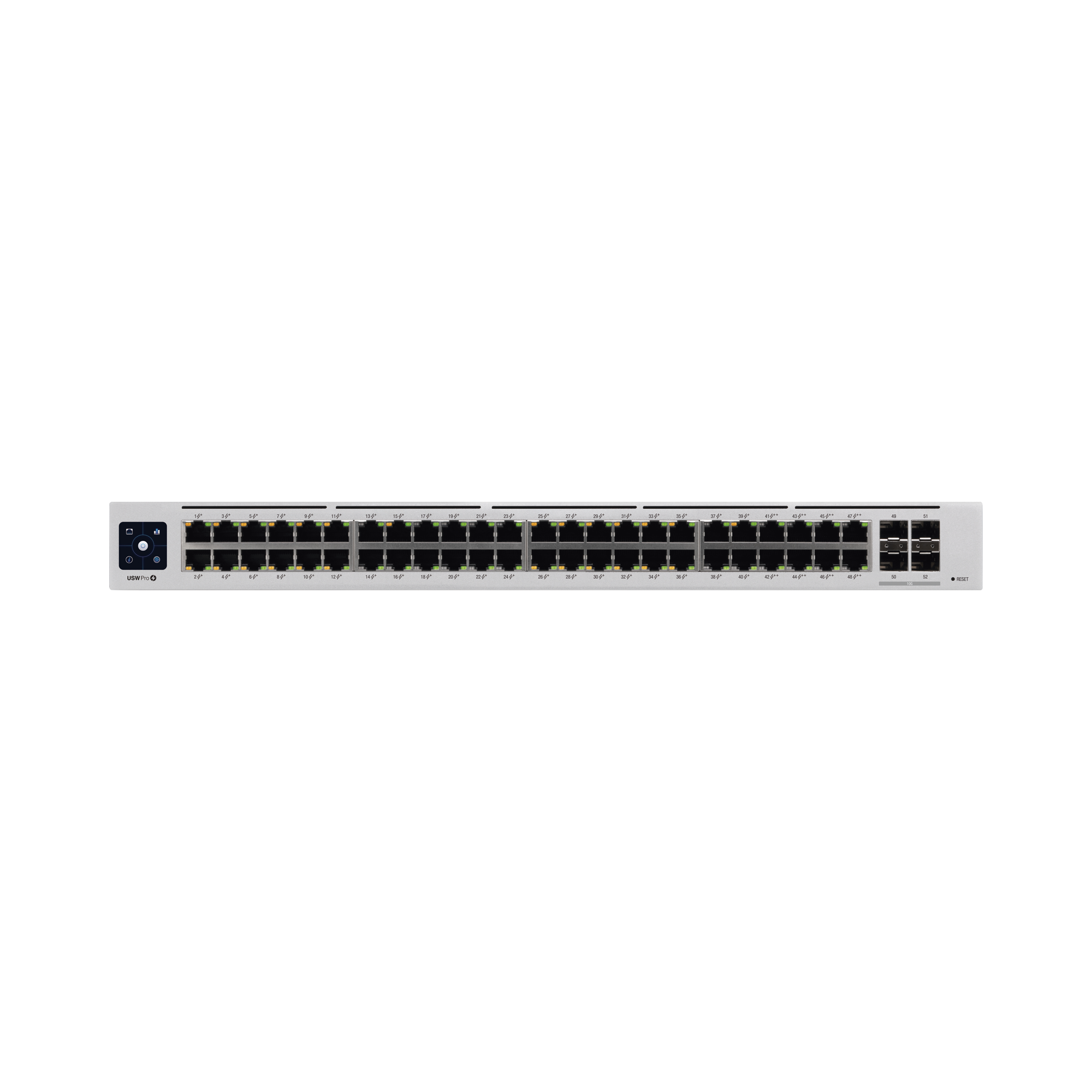 UniFi Switch USW-Pro-48-POE Gen2, Capa 3 de 48 puertos PoE 802.3at/bt + 4 puertos 1/10G SFP+, 600W, pantalla informativa