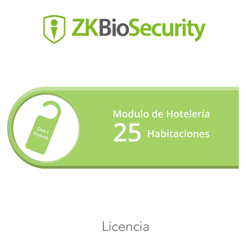 Licencia para ZKBiosecurity para modulo de hoteleria para 25 habitaciones