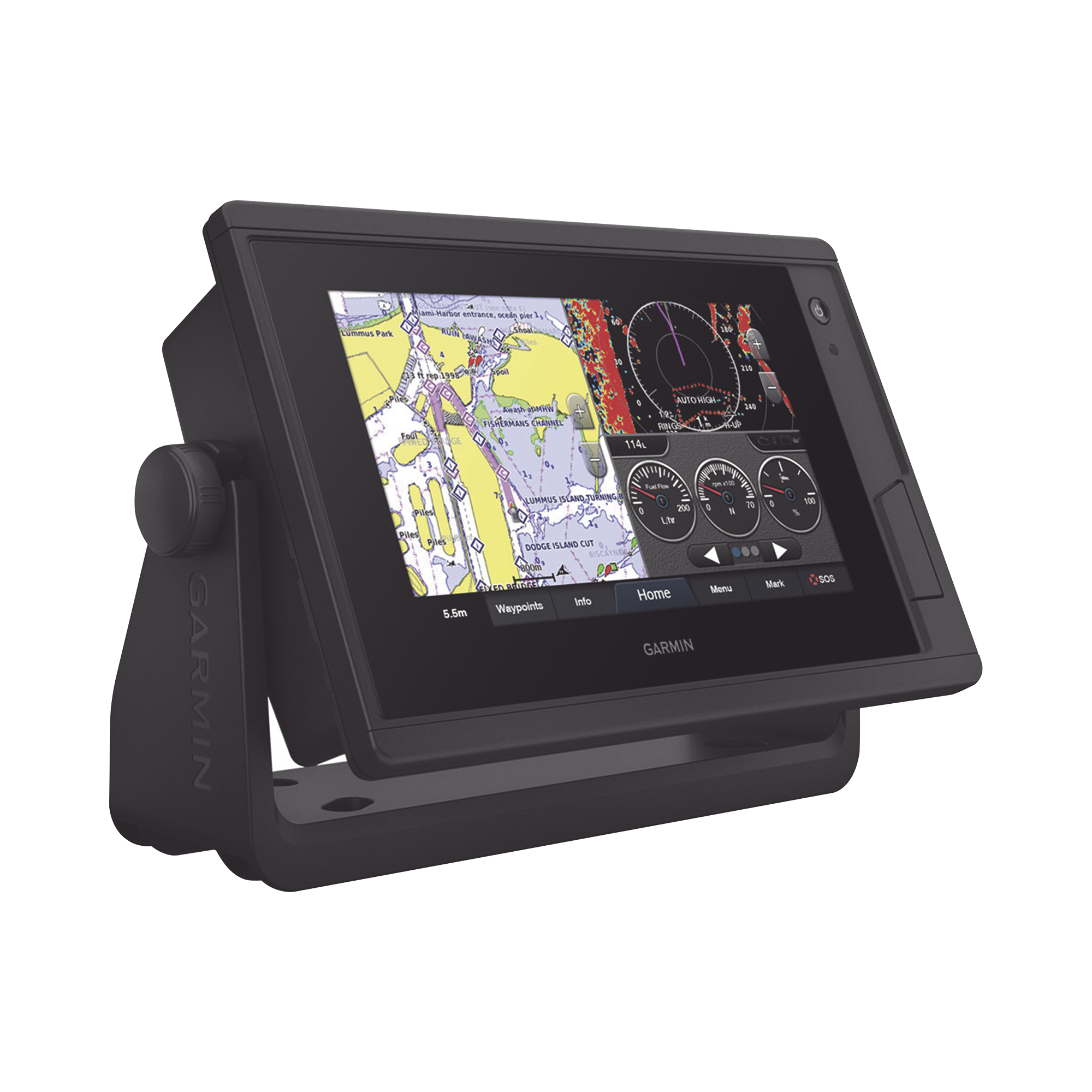 GPSMAP 722XS con mapa base mundial, sonar ClearVü y CHIRP tradicional.