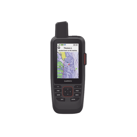 GPS portátil GPSMAP 86sci con mapa BlueChart® g3, comunicación satelital InReach, incluye batería interna recargable.