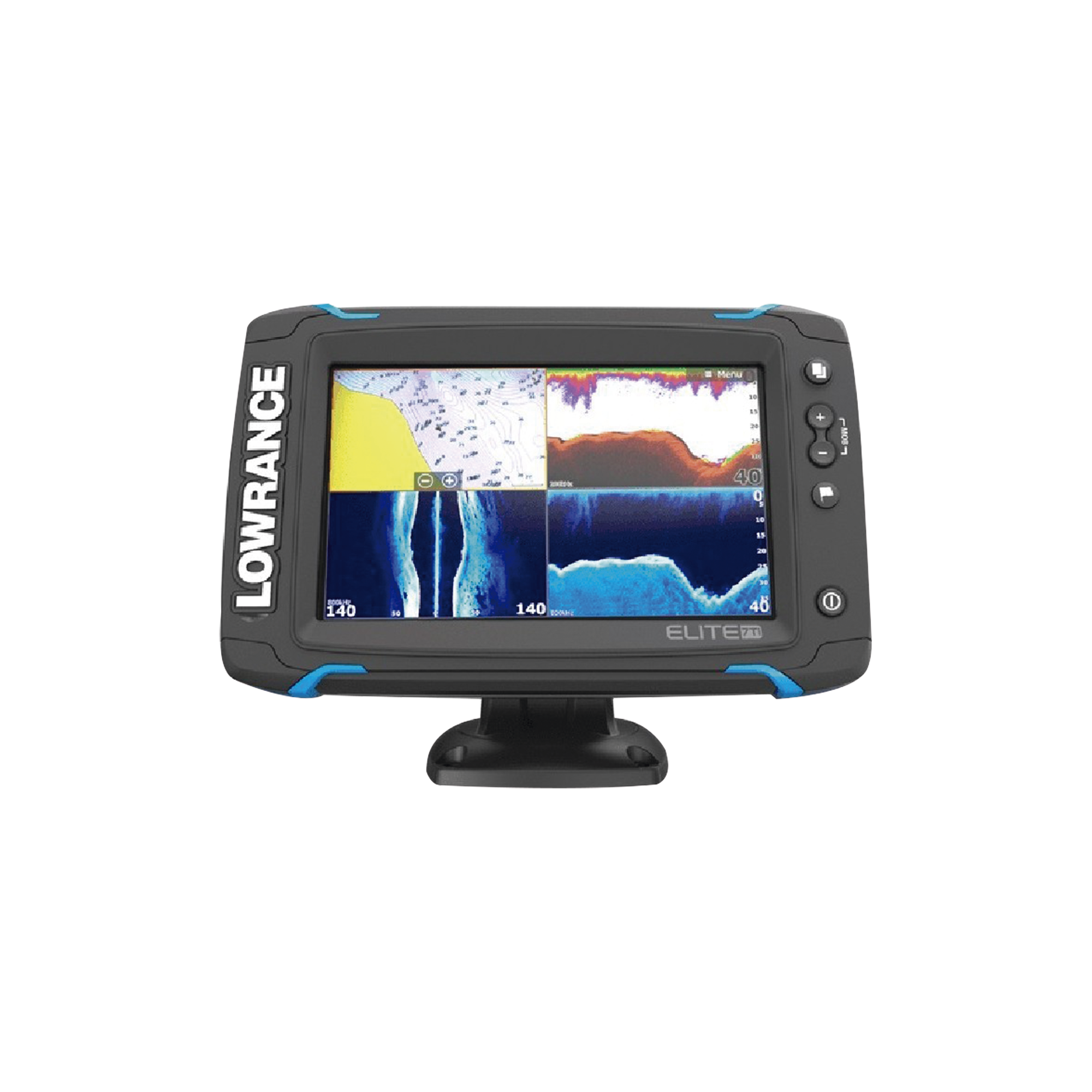 Elite-7 Ti Fishfinder / Chartplotter de 7 pulgadas con pantalla LED retroiluminada de alto brillo con tecnología CHIRP, DownScan ™ y StructureScan ™, incorporada. Incluye transducer total scan