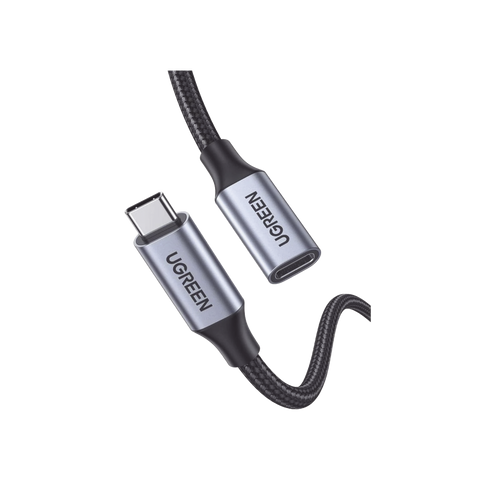 Cable USB-C Macho a USB-C Hembra / 1metro / USB-C 3.1 Gen 2 / Compatible con Thunderbolt 3 / Carcasa de Aluminio / Nylon Trenzado /  Transferencia de Datos 10 Gbps / Soporta hasta 100W para Carga Rápida / 2 años de  Garantía