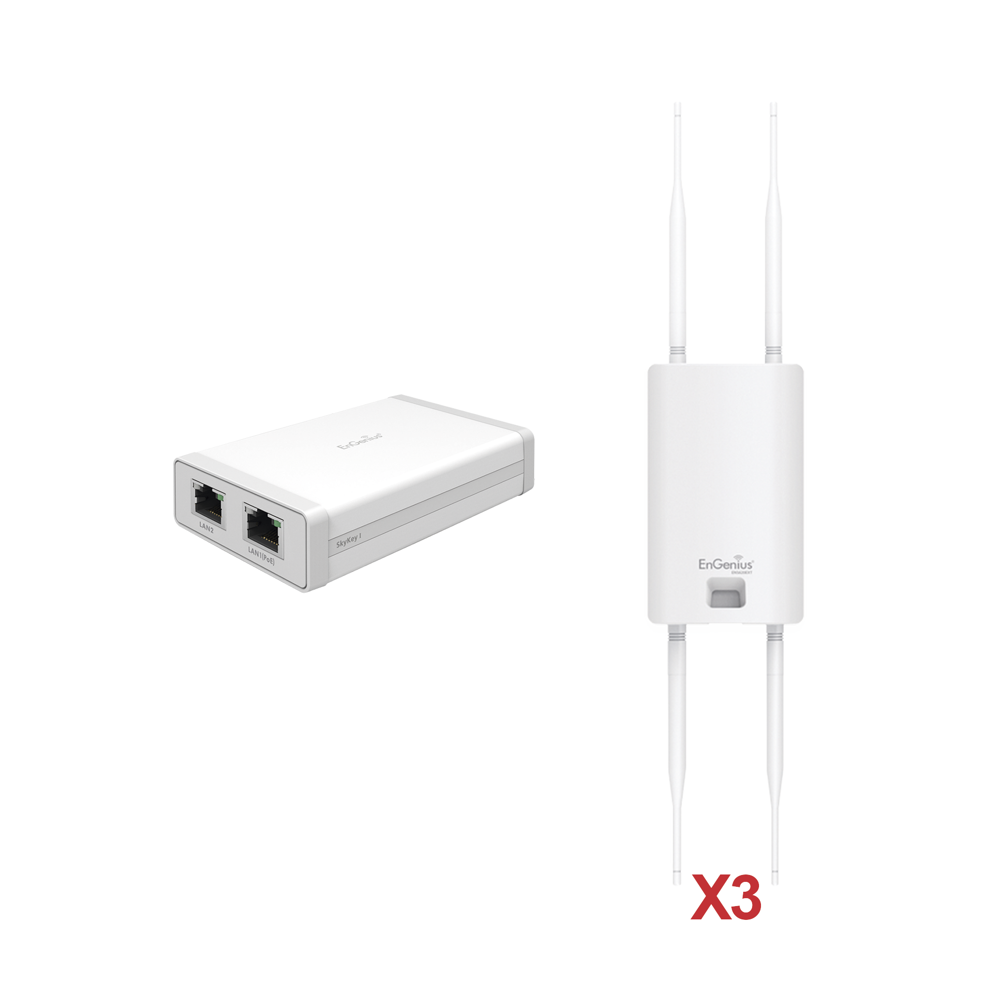 Paquete de 3 Puntos de Acceso Exterior Wi-Fi 5 ENS620EXT + 1 Controlador SKYKEY-1 ¨Sin Costo¨para la Gestión Local o Remota de Hasta 100 Puntos de Acceso EnGenius