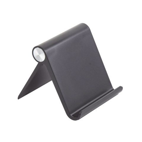 Soporte de Escritorio  para Teléfono Celular / Ajustable de 0° a 100° / Goma Antiarañazos / Antideslizante / Amplia Compatibilidad con dispositivos de 4'' a 7.9'' / Plegable / ABS / Color Negro