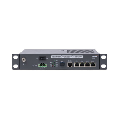 Unidad Remota Multi-Vivienda (MDU) GPON Industrial, 4 Puertos Gigabit Ethernet, PoE 802.3af/at, conector SC/UPC